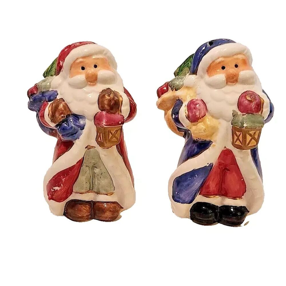 T2 Vintage Christmas Santa Claus Ceramic Salt and Pepper Shaker Set 4"